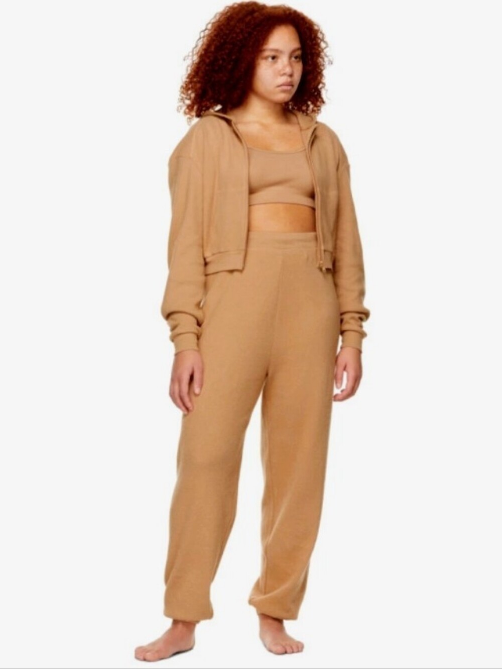 SKIMS Waffle Hoodie & Jogger Set in Brown Size Medium